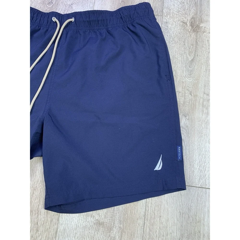 Nautica Navy Blue Mesh Lined Swim‎ Trunks Men's XL Drawstring Closure #TR0404